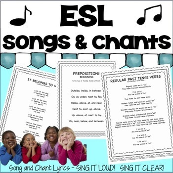 Preview of ESL - ELL Songs - English Songs & Chants - ESL Vocabulary -ESL Picture Cards