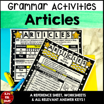 Preview of ESL ELL Articles Worksheets Complete Grammar Lesson