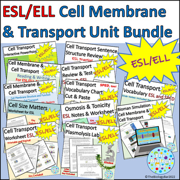 Preview of ESL ELL Biology Cell Transport Unit Bundle for Spanish Speakers