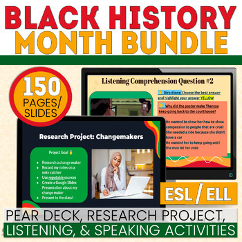 Preview of ESL Black History Month Bundle - Research - ELL Listen & Speak Practice