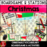 ESL ELL Christmas Vocabulary Stations and Boardgame