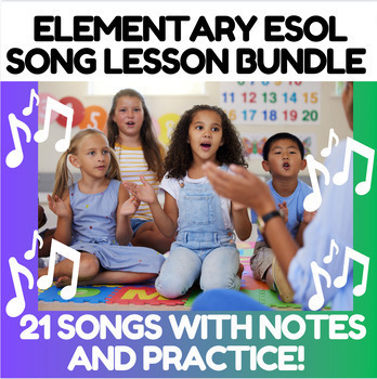 Preview of ESL/ELL Newcomer Vocabulary Notes/Songs for Google™ Bundle | Elementary