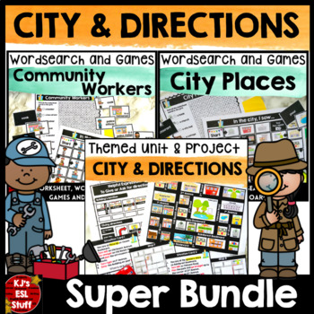 Preview of ESL ELL Directions and City Places Unit Project and Vocabulary Activities