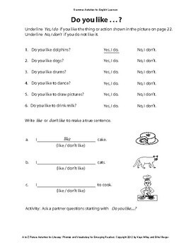 Preview of ESL, ELL, ELD Newcomer Grammar and Sentence Activities