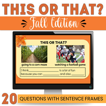 Preview of ESL ELL Fall Autumn This or That--Speaking Practice with Language Frames!