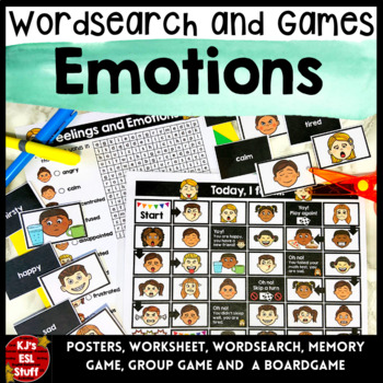 Preview of ESL ELL Feelings and Emotions Worksheets Games and Posters