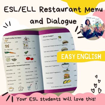 Preview of ESL / ELL Maxi's Coffee Shop Dialogue and Restaurant Menu in Easy English