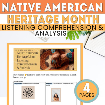 Preview of ESL ELL Native American Heritage Month Listening Activity and Analysis Part 2