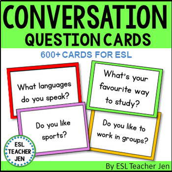 Preview of Conversation Question Cards for ESL ELL Newcomers