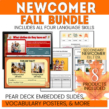 Preview of ESL Newcomer Fall Bundle - Secondary ELL Activities - Project Included