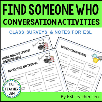 Preview of ESL/ELL Newcomer Find Someone Who Conversation Activities