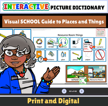 Preview of ESL/ELL Newcomer SCHOOL Picture Dictionary with Vocabulary! Print and Digital!