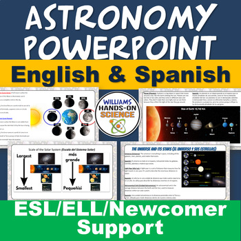 Preview of ESL ELL Newcomer Solar System Astronomy PowerPoint English and Spanish