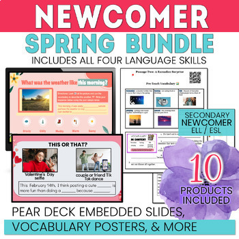 Preview of ESL Newcomer Spring Bundle - Secondary ELL Activities - Project Included