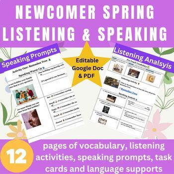 Preview of ESL ELL Newcomer Spring Listening and Speaking Activities---12 pages