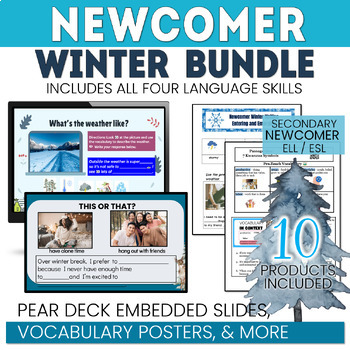 Preview of ESL Newcomer Winter Bundle - Secondary ELL Activities - Project Included