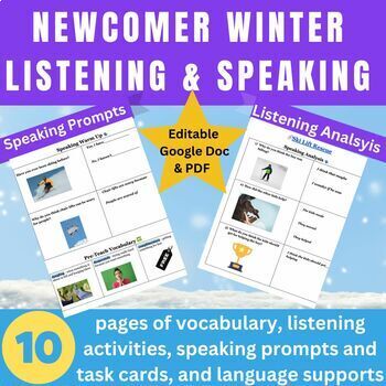 Preview of ESL ELL Newcomer Winter Listening and Speaking Activities Editable + PDF