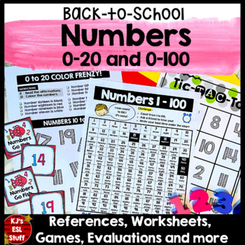 Preview of ESL ELL Numbers 0-100 Worksheets and Games