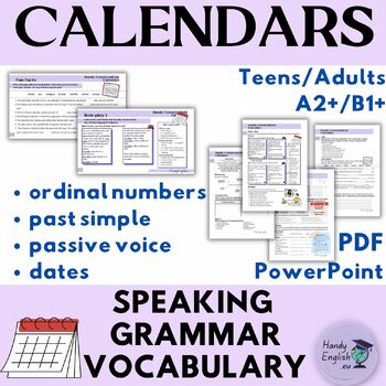 Preview of ESL ELL Ordinal Numbers Dates Calendars Past Simple Passive Voice lesson plan