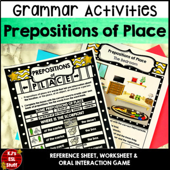 Preview of ESL ELL Prepositions of Place Worksheets Complete Grammar Lesson