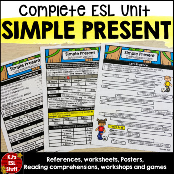 Preview of ESL ELL Present Simple Worksheets References and Games