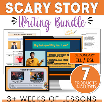 Preview of ESL Scary Story Writing Bundle - Fall & Halloween ELL Lessons