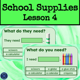 ESL/ELL School Supplies Vocabulary Lesson 4 for NEWCOMERS
