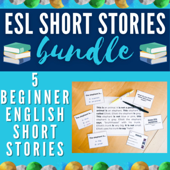 Preview of ESL / ELL Short Reading + Boom Cards Bundle | Level: Beginner Newcomer