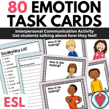 Preview of ESL ELL English Language Learners Emotions Activity Flash Task Cards Feelings