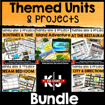 Preview of ESL ELL Themed Units and Projects Bundle PBL