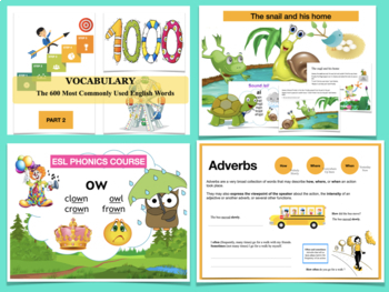 Preview of ESL/ENGLISH Grammar, Vocabulary, PHONICS, Stories and more BUNDLE