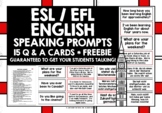 ESL ENGLISH SPEAKING PRACTICE CARDS FREEBIE