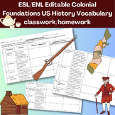 ESL ENL Colonial Foundations US History Vocabulary Classwo