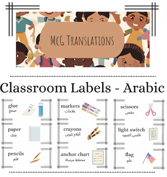 Preview of ESL ENL ELL Classroom Labels - Arabic
