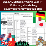 ESL ENL World War II US History NY Regent Vocab Classwork,
