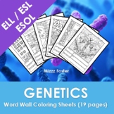 ESL / ESOL/ ELL Genetics Word Wall Coloring Sheets (19 pages)