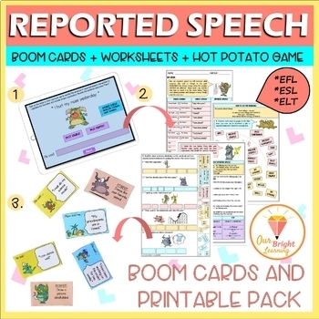 Preview of ESL|ESOL|Reported Speech | BOOM Cards |  Escape Room| Worksheets | Game