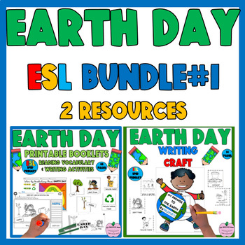 Preview of ESL Earth Day Newcomer Reading Booklets Vocabulary Writing Craft Bundle #1