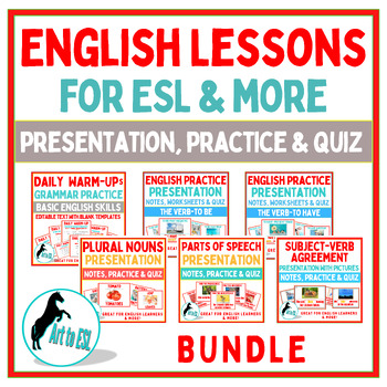 Preview of ESL English Lessons - Grammar Topics - BUNDLE
