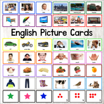 Preview of English Language Word Picture Flashcards ESL with and without words