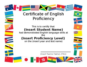 Preview of ESL English Proficiency Certificate