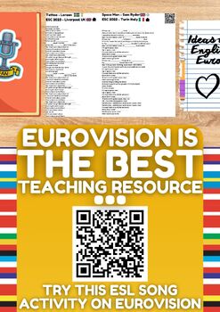 Preview of ESL Eurovision Songs Activity Teaching Resource - PDF Worksheets