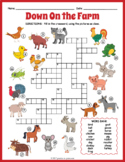 ESL FARM ANIMALS Crossword Puzzle Worksheet Activity