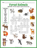 ESL FOREST WOODLAND ANIMALS Crossword Puzzle Worksheet Activity