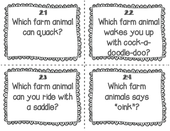 ESL Farm Animal Task Cards by Made for ESL | Teachers Pay Teachers