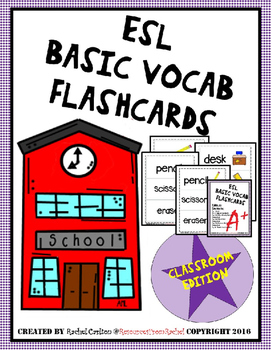 Preview of ESL Flashcards - Back to School FREEBIE