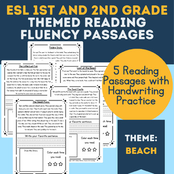 Preview of Printable reading and writing ELL Newcomer 1st 2nd Grade Practice Beach Theme