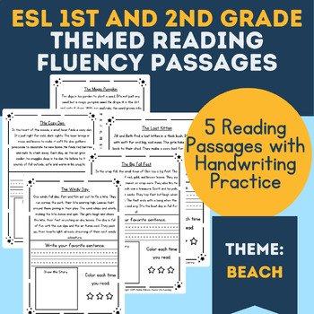 Preview of Printable reading and writing ELL Newcomer 1st 2nd Grade Practice BEACH Theme 