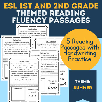 Preview of Printable reading and writing ELL Newcomer 1st 2nd Grade Practice Summer Theme 