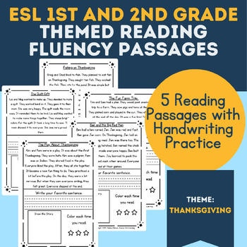 Preview of Printable reading and writing ELL Newcomer 1st 2nd Grade Practice Thanksgiving